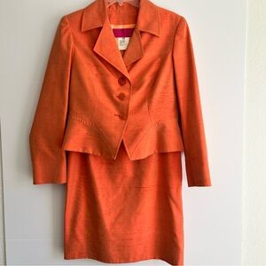 Vintage Christian Lacroix Vibrant Orange Blazer Skirt Set Womens Size 42 Suit